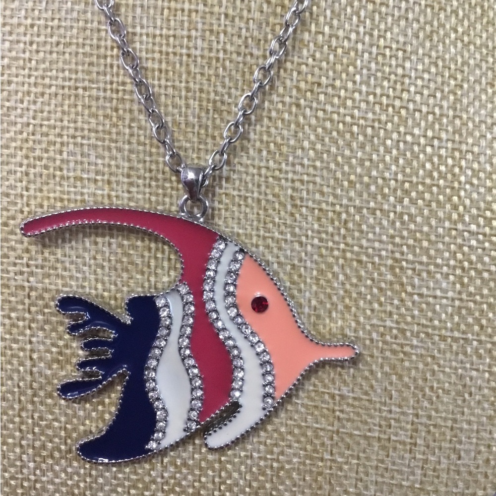 N73 Enamel Angelfish Pendant with Rhinestones